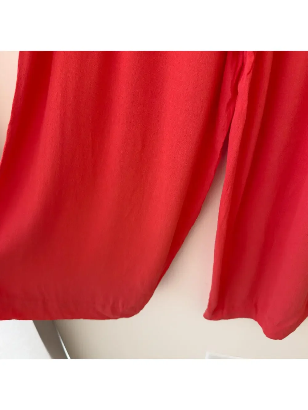 Mango Coral Pink‎ Pleated Wide Leg Pull On Pants Size 2X